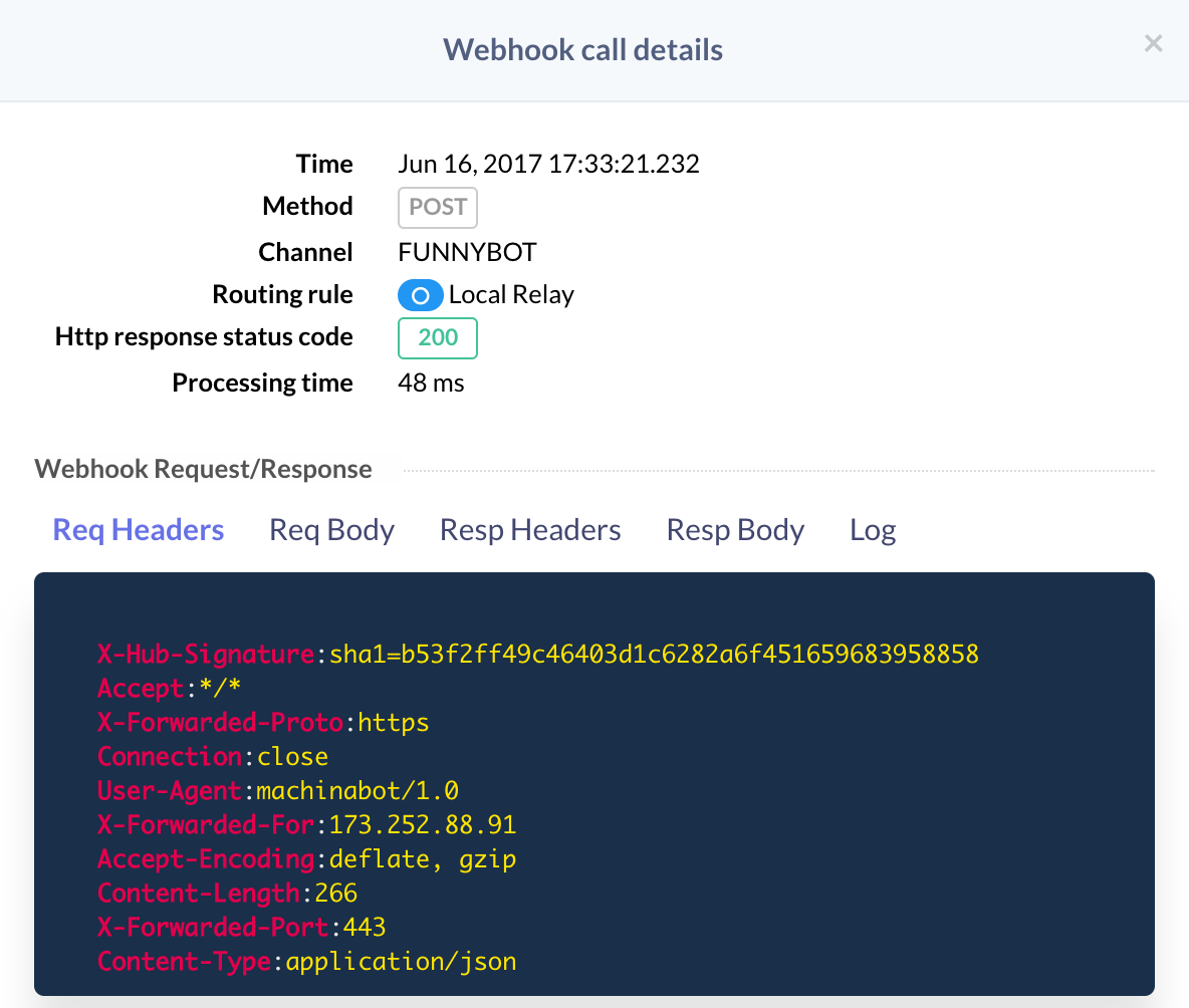 webhook call details